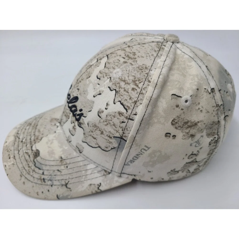 Cabelas Tundra Camo Snapback Hat Cap‎ Snow Outdoors Winter Men Women White Gray